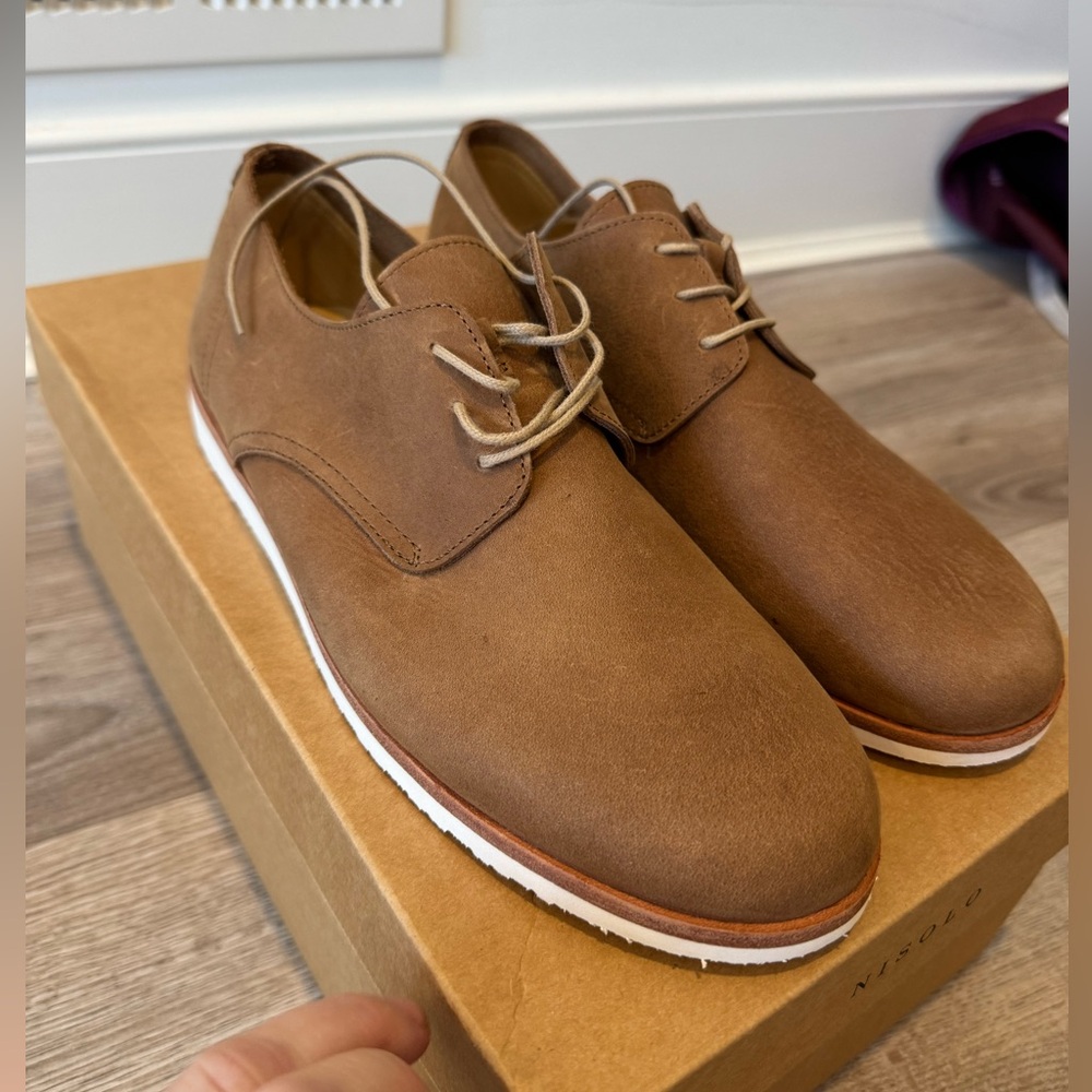 Brand New In Box Nisolo Travel Derby Brown Leather Men's Shoes Size 8